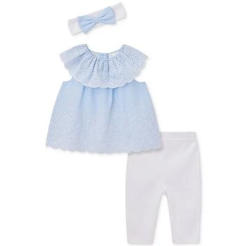 Little Me | Baby Girls Chambray Eyelet Tunic, Leggings, and Headband, 3 Piece Set,商家Macy's,价格¥207