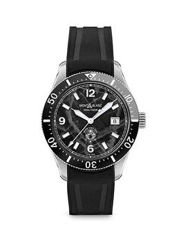 万宝龙手表推荐, MontBlanc | 1858 Iced Sea Stainless Steel & Rubber Watch商品图片 