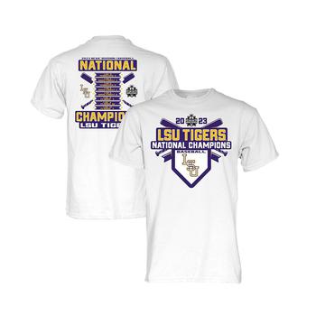 商品Blue 84 | Men's and Women's White LSU Tigers 2023 NCAA Men's Baseball College World Series Champions Schedule T-shirt,商家Macy's,价格¥269图片