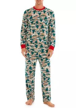 PAJAMARAMA | Big & Tall Christmas Camo Pajama Set,商家Belk,价格¥128