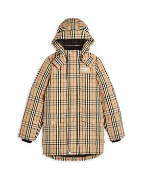 Burberry | Unisex Aubin Vintage Check Hooded Down Coat - Little Kid, Big Kid商品图片,独家减免邮费