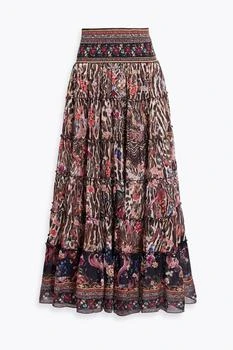 Camilla | Tiered printed silk maxi skirt 5.5折