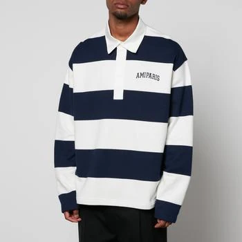 推荐AMI Logo-Embroidered Striped Cotton Rugby Shirt商品