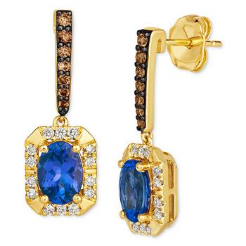 商品Blueberry Tanzanite (1-3/8 ct. t.w.) & Diamond (3/8 ct. t.w.) Drop Earrings in 14k Gold图片