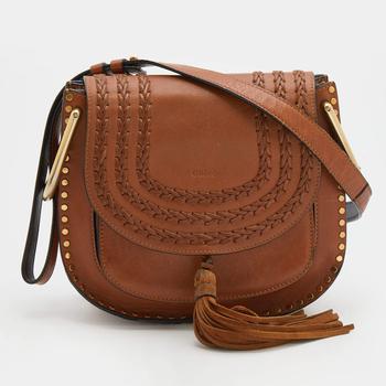 chloé包链条包, Chloé | Chloe Brown Leather Small Braided Hudson Shoulder Bag商品图片 3.6折