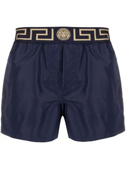 商品Versace | Versace Blue Swim Trunks With Greca And Medusa Head Print On Elastic Waistband In Nylon Man,商家Italist,价格¥1787图片