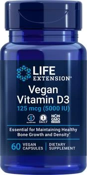 Life Extension | Life Extension Vegan Vitamin D3, 5000 IU - 125 mcg (60 Vegan Capsules),商家Life Extension,价格¥132