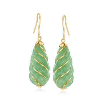 Ross-Simons | Ross-Simons Jade Drop Earrings in 14kt Yellow Gold,商家Premium Outlets,价格¥2238