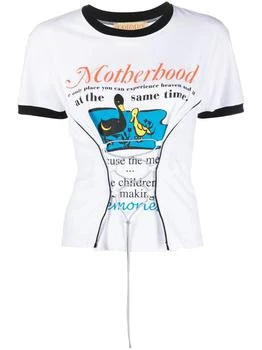 推荐CORMIO Motherhood-print lace-up T-shirt商品
