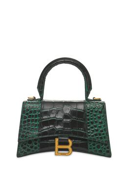 巴黎世家沙漏包价格, Balenciaga | Xs Hourglass Croc Embossed Leather Bag商品图片 