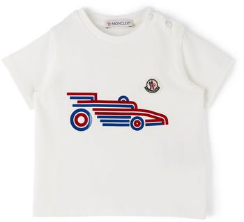 Moncler | 灰白色 Car Graphic 婴儿 T 恤商品图片,