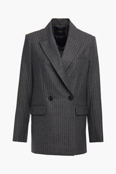 maje外套, Maje | Double-breasted pinstriped wool and cashmere-blend blazer商品图片 4.4折