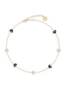 Gabi Rielle好不好, Gabi Rielle | Grand Entrance 14K Gold Vermeil, Malachite & Pearl Inlayed Choker Necklace商品图片 6折