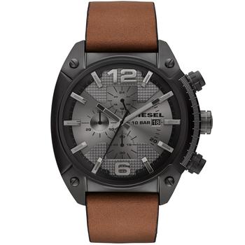 diesel手表, Diesel | Mens' Chronograph Overflow Tan Leather Strap Watch 54x49mm商品图片 
