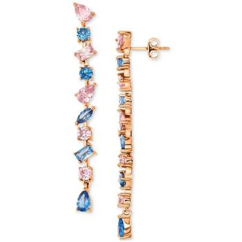 Macy's | Lab-Grown Blue Spinel (2 ct. t.w.) & Pink Cubic Zirconia Linear Drop Earrings in 14k Rose Gold-Plated Sterling Silver,商家Macy's,价格¥1264