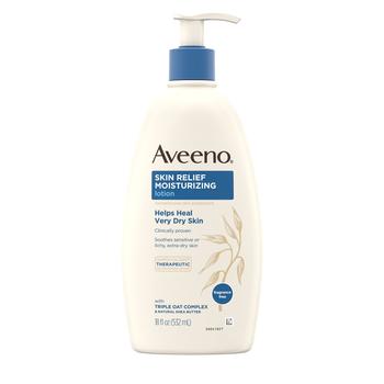 Aveeno | Aveeno Skin Relief Moisturizing Lotion for Very Dry Skin with Soothing Triple Oat & Shea Butter Formula, Dimethicone Skin Protectant Helps Heal Itchy, Dry Skin, Fragrance-Free, 18 fl. oz商品图片,8.6折