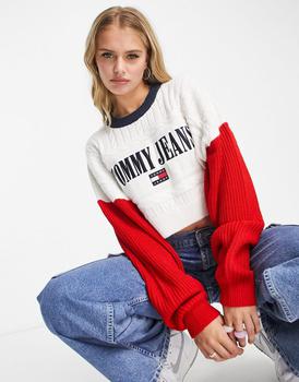Tommy Jeans | Tommy Jeans relaxed crop archive sweater in multi商品图片,