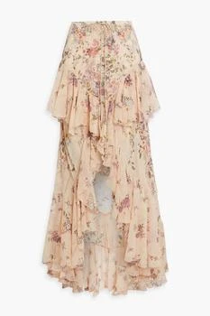 Camilla | Embellished ruffled floral-print silk-georgette maxi skirt 2.0折