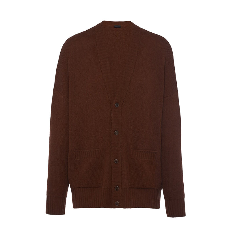 Prada | 【预售3-7天】PRADA/普拉达 22年早春 男士烟草色羊绒开衫UMG109_1Z9F_F0005_S_221商品图片,8折, 包邮包税