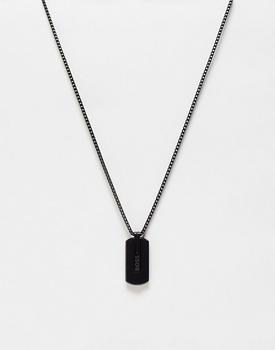 推荐Boss mens chain necklace with embossed pendant in black 1580356商品