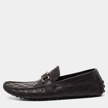 更多路易威登男鞋, [二手商品] Louis Vuitton | Louis Vuitton Brown Damier Embossed Leather Hockenheim Slip On Loafers Size 43商品图片 8.1折