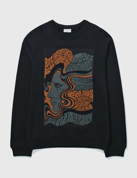 推荐DRIES VAN NOTEN NAVY SWEATER WITH LADY GRAPHIC PRINT商品