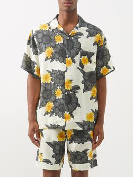 商品Desmond & Dempsey | Short-sleeved floral-print linen pyjama shirt,商家MATCHESFASHION,价格¥584图片
