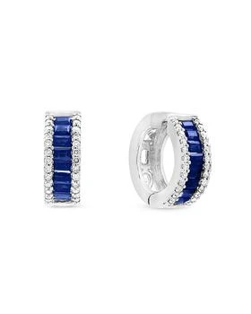 Bloomingdale's | Blue Sapphire and Diamond Hoop Earrings in 14K White Gold,商家Bloomingdale's,价格¥17656