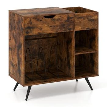 Hivvago | Record Player Stand with Power Outlet-Rustic Brown,商家Premium Outlets,价格¥998