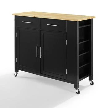 Crosley Furniture | Savannah Wood Top Full-Size Kitchen Island/Cart Black/Natural,商家Premium Outlets,价格¥2792