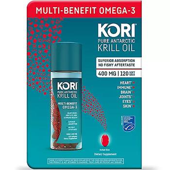 商品Kori Pure Antarctic Krill Oil Multi-Benefit Omega-3 Mini Softgels, (400 mg., 120ct.)图片