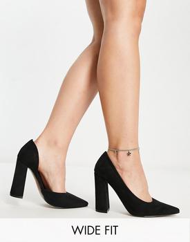 推荐ASOS DESIGN Wide Fit Waiter d'orsay high heels in black商品