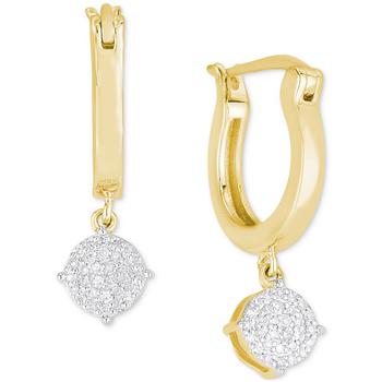 商品Macy's | Diamond Cluster Dangle Hoop Earrings (1/5 ct. tw.) in Sterling Silver & 14k Gold-Plate,商家Macy's,价格¥2009图片