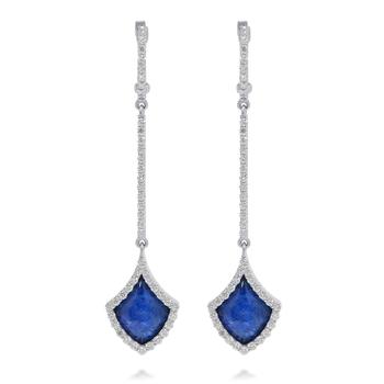 商品Roberto Coin | Roberto Coin Art Deco 18K White Gold, Sapphire 3.35ct.tw., Diamond 0.65ct. tw. and Mother of Pearl 3.35mm Drop Earrings 8882010AWERJ,商家Premium Outlets,价格¥20801图片
