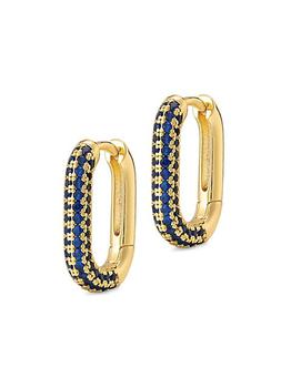 商品Luv AJ | Goldtone & Cubic Zirconia Oval-Link Huggie Hoop Earrings,商家Saks Fifth Avenue,价格¥431图片