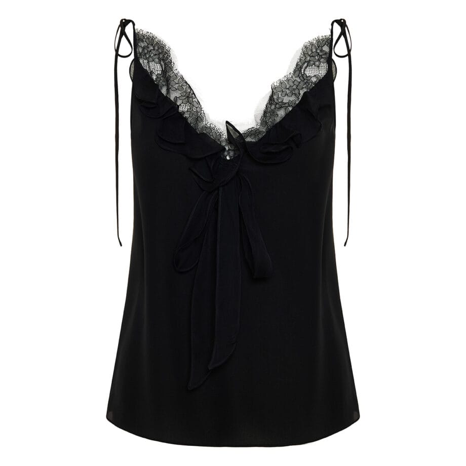 商品Alexander McQueen | MCQUEEN 女士黑色丝绸吊带背心 666144-QBABY-1000,商家Beyond Italylux,价格¥3178图片