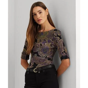 Ralph Lauren | Women's Paisley Stretch Cotton Boatneck Tee 