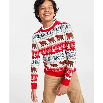 Charter Club | Holiday Lane Big Boys Santa Bear Sweater, Created for Macy's,商家Macy's,价格¥57