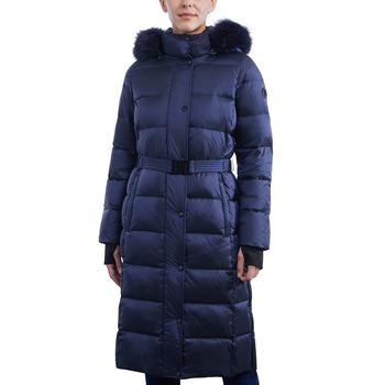 Michael Kors | Women's Belted Faux-Fur-Trim Hooded Maxi Puffer Coat商品图片,7.5折×额外7折, 额外七折