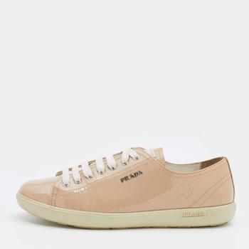 Prada | Prada Sport Light Beige Patent Leather Low Top Sneakers Size 40商品图片,
