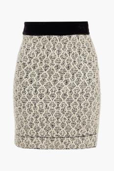 商品Sandro | Jazz velvet-trimmed metallic jacquard mini wrap skirt,商家THE OUTNET US,价格¥630图片