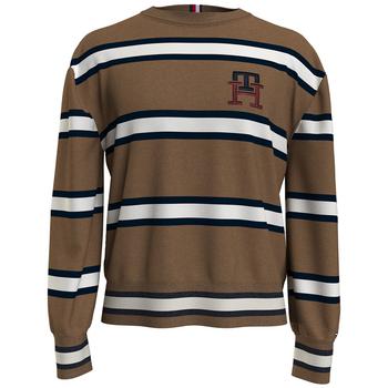 Tommy Hilfiger | Men's Wool Stripe Embroidered Logo Crewneck Sweater商品图片,6折