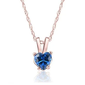 Pompeii3 | Women's 1/2ct Blue Heart Shape Sapphire Pendent Rose Gold 18" Chain Necklace,商家Premium Outlets,价格¥901