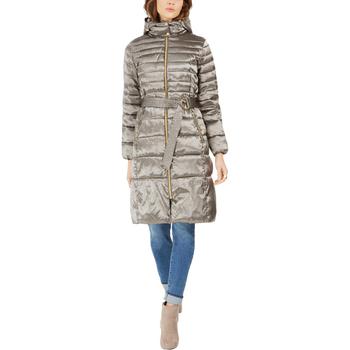 推荐Cole Haan Women's Sateen Quilted Mid-Length Puffer Coat with Attached Hood商品