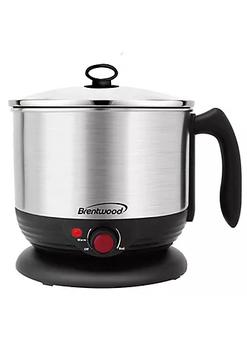商品Brentwood | Brentwood Stainless Steel 1.3 Quart Cordless Electric Hot Pot Cooker and Food Steamer in Black,商家Belk,价格¥405图片