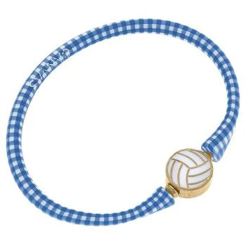 Canvas Style | Enamel Volleyball Silicone Bali Bracelet In Blue Gingham,商家Verishop,价格¥213