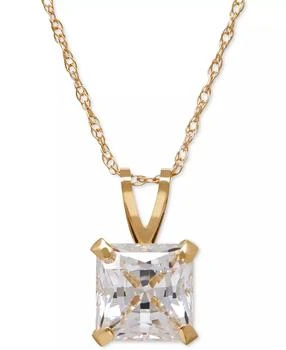 Macy's | Princess-Cut Cubic Zirconia Pendant Necklace in 14k Gold or White Gold,商家Macy's,价格¥1029