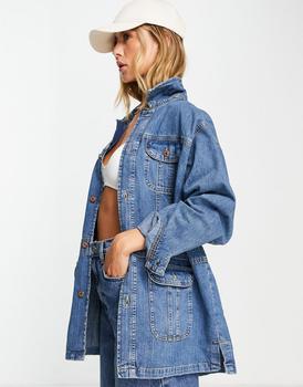 美国Topshop, Topshop | Topshop 70's chuck-on denim jacket in mid blue商品图片 