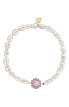 Gabi Rielle | Enamel Daisy Imitation Pearl Stretch Bracelet,商家Nordstrom Rack,价格¥300