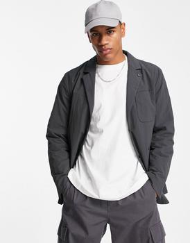商品Selected Homme nylon boxy suit jacket in grey图片